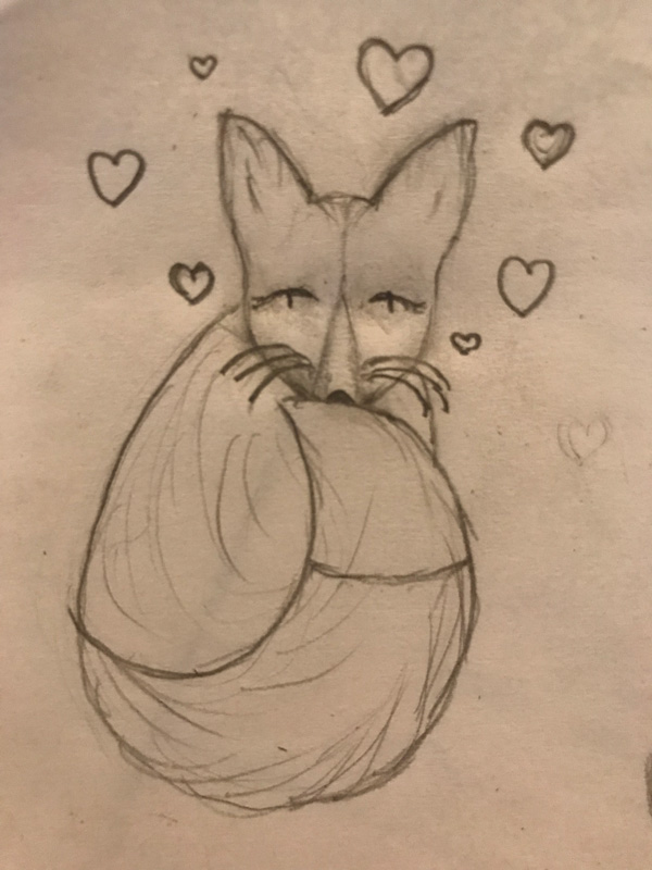original pencil drawn fox