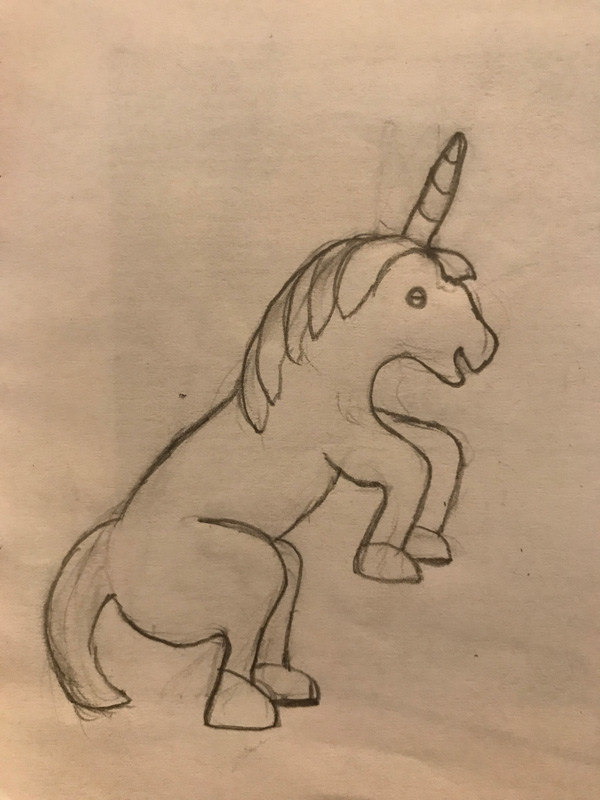 original pencil drawn unicorn
